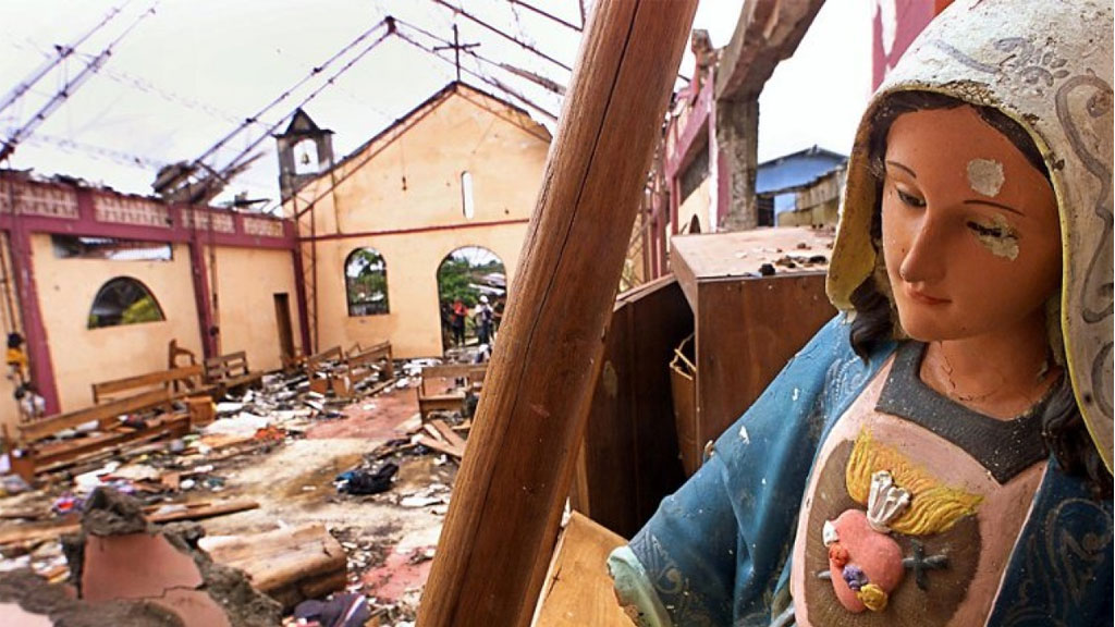 The church of Bojaya after the FARC massacre. (Image credit: ADN)